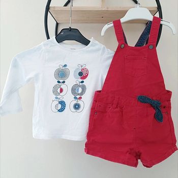 23 mois 2 ans ensemble obaibi Okaïdi Teeshirt et salopette short 86 cmm