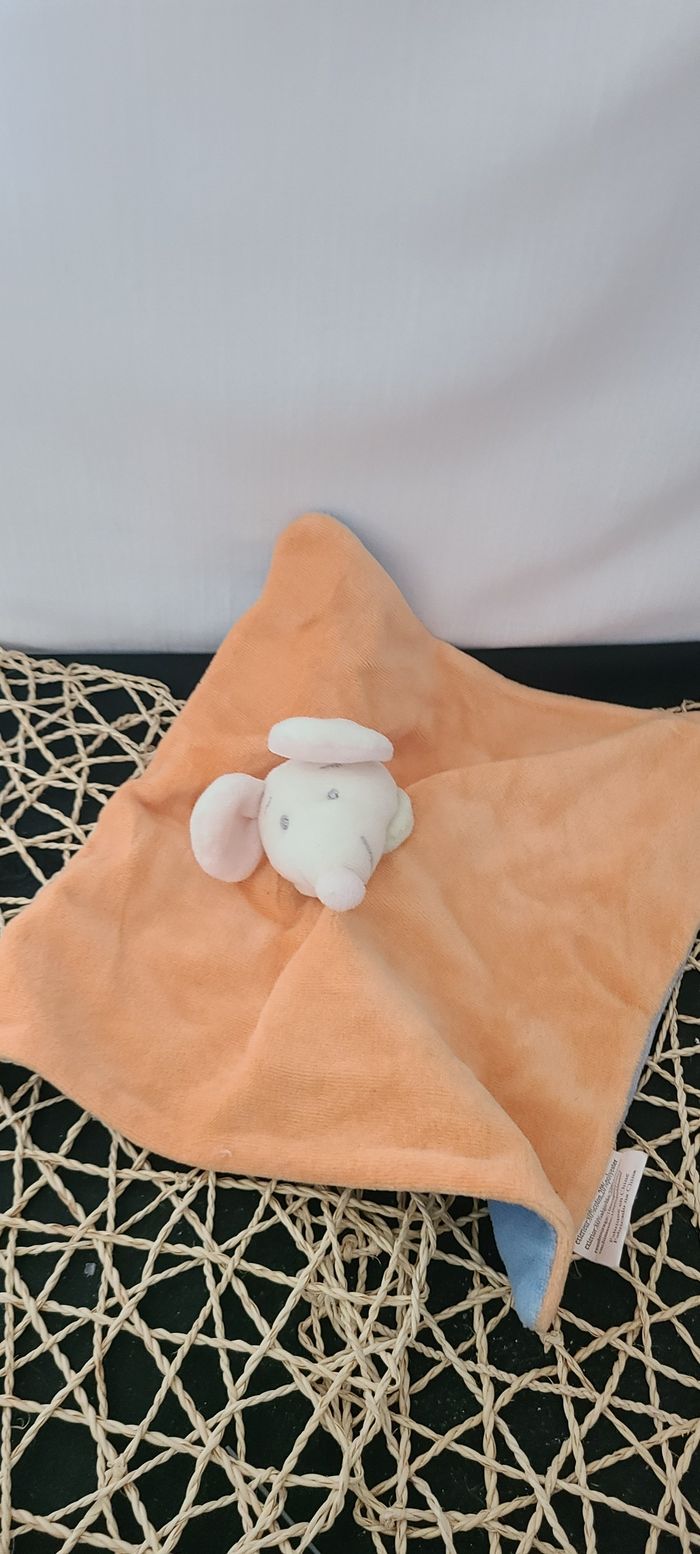 Doudou plat souris orange bleu KING BEAR