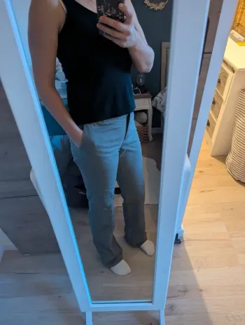 Pantalon tailleur gris carreaux