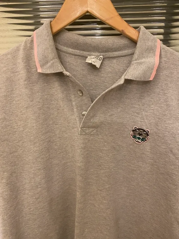 Polo homme gris clair et rose Kenzo taille S - photo numéro 2