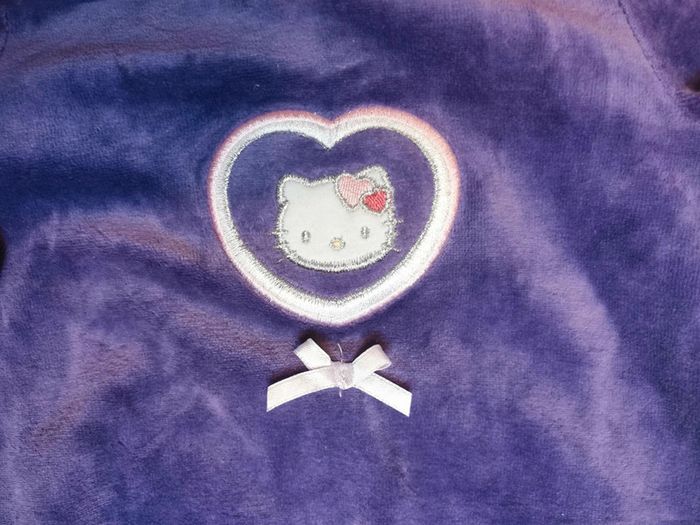 Pyjama 👣 velours violet, hello kitty 3mois/60cm grenouillère - photo numéro 5