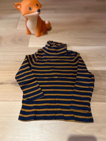 T-shirt col roulé bleu et marron - DPAM