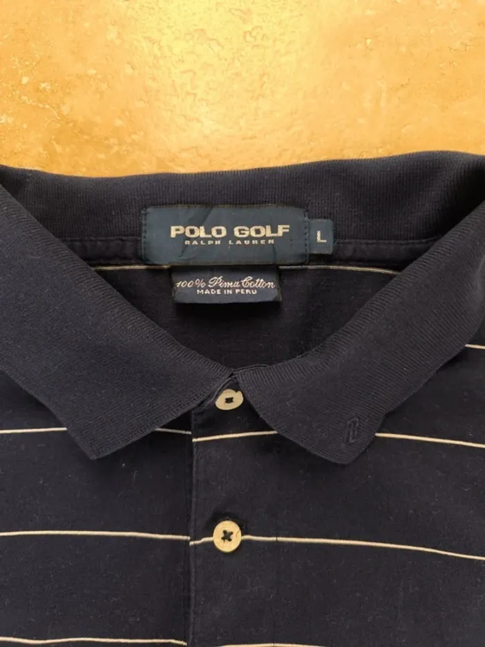 Polo Ralph Lauren homme taille L golf pima excellent état sauf petit trou au dos - marine logo col - photo numéro 2