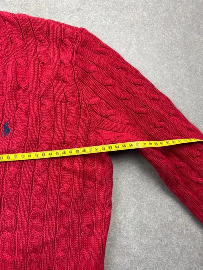 Pull d’hiver torsadé en maille Ralph Lauren rouge col V taille XL femme - photo numéro 11