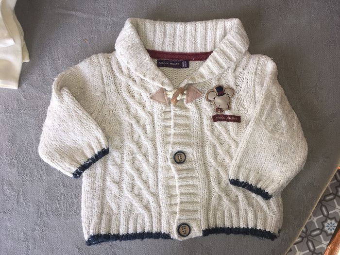 Gilet chaud Sergent Major 3 mois, maille torsadée.
