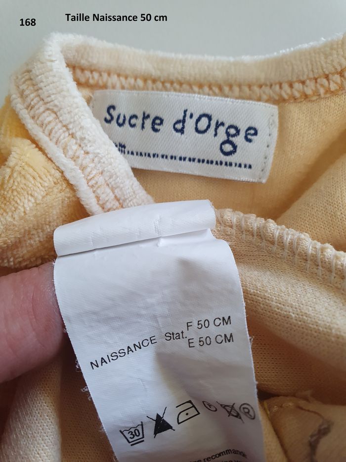 Pyjama jaune en velour Taille Naissance 50 cm - photo numéro 3