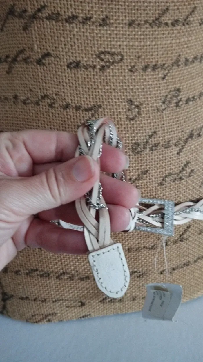 Ceinture fine beige chaînette 95 cm femme - photo numéro 4