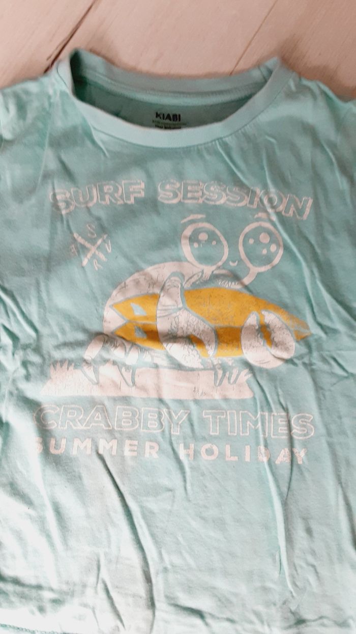Vêtement garçon tee-shirt manches courtes bleu turquoise Kiabi 5 ans - photo numéro 2