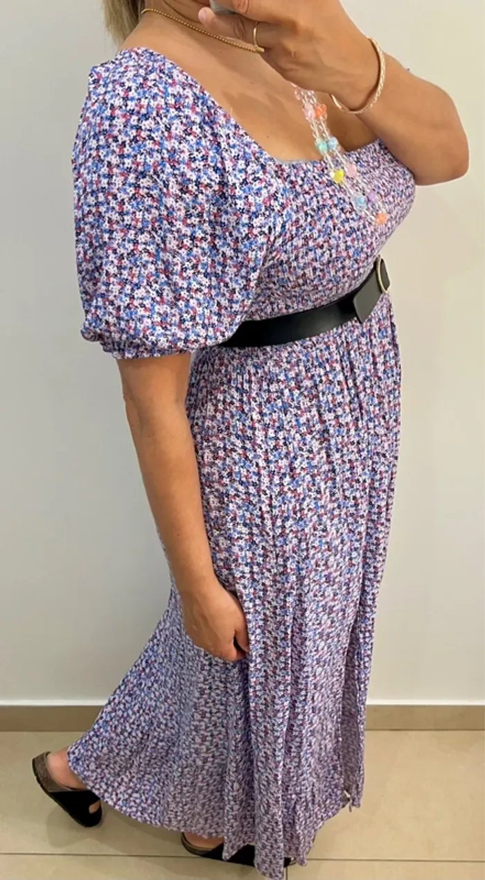 Robe longue floral fendu Taille M - photo numéro 4