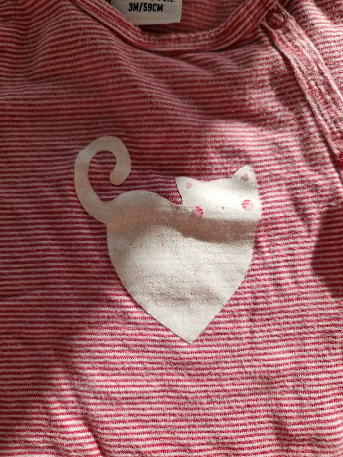 Pyjama en coton léger rayé rouge et blanc - 3 mois Tape à l'œil - photo numéro 3