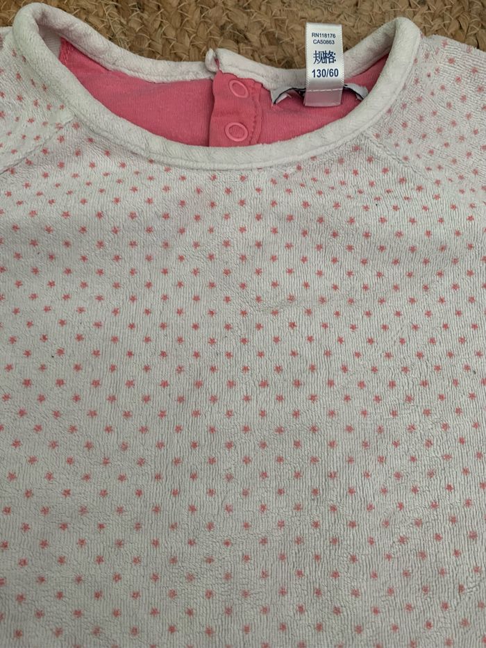 Pyjama velours rose et blanc Okaidi 8 ans - photo numéro 2