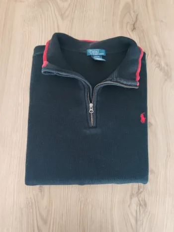 Pull col camionneur homme noir half zip ralph Lauren 1/4 zip taille xl