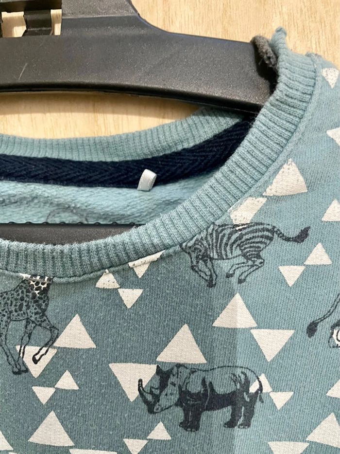 Sweat bleu vert animaux de la savane triangle 2/3 ans - photo numéro 4