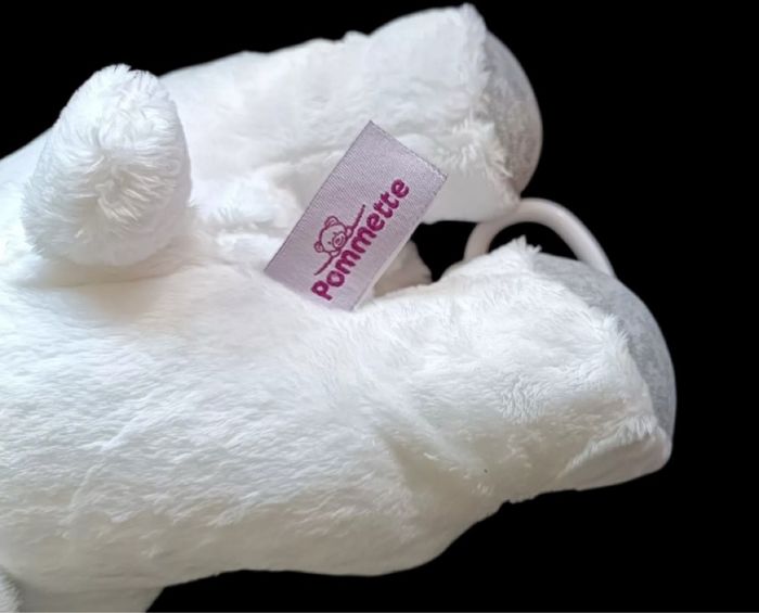 ❤️B5784 Doudou Peluche Musicale Lapin Blanc/ Gris POMMETTE - photo numéro 2
