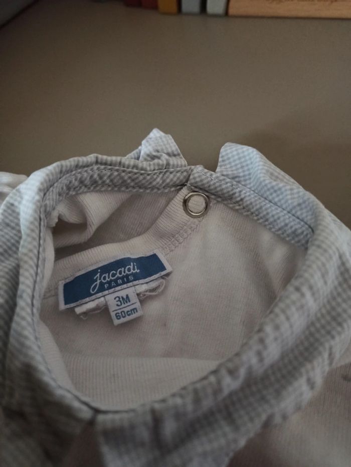 Body blanc à pois gris 3 mois Jacadi - photo numéro 4