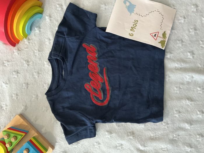 teeshirt manches courtes marine inscription rouge devant 6 mois bout'chou - photo numéro 3