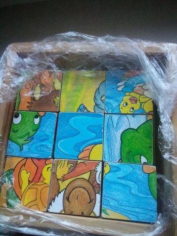 Puzzle bois animaux cube