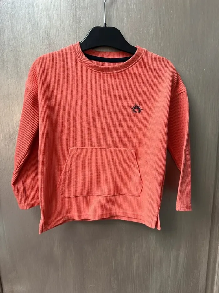 T-shirt manche longue orange kiabi 4 ans - photo numéro 2