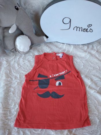 Tee shirt débardeur chemise sans manche Garçon 9 mois Pirate à l'abordage Kitchoun 100% coton