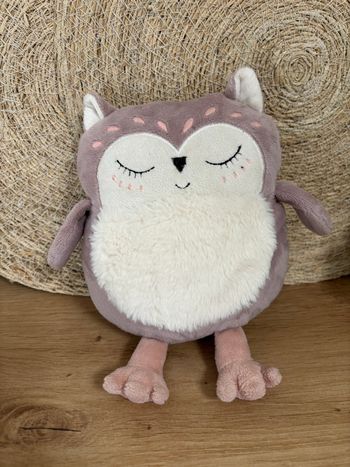Neuf doudou chouette hibou parme blanc amadeus les petits