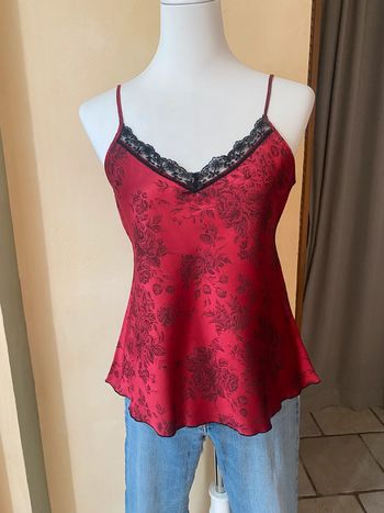 Caraco en satin rouge vintage Etam 40