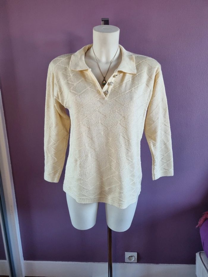 Pull jaune pâle vintage - photo numéro 7