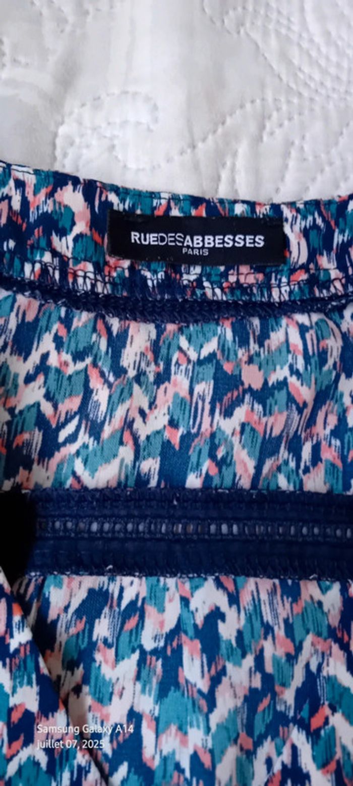 Blouse manches courtes col V imprimé coloré chevrons femme M rue des abesses - photo numéro 15