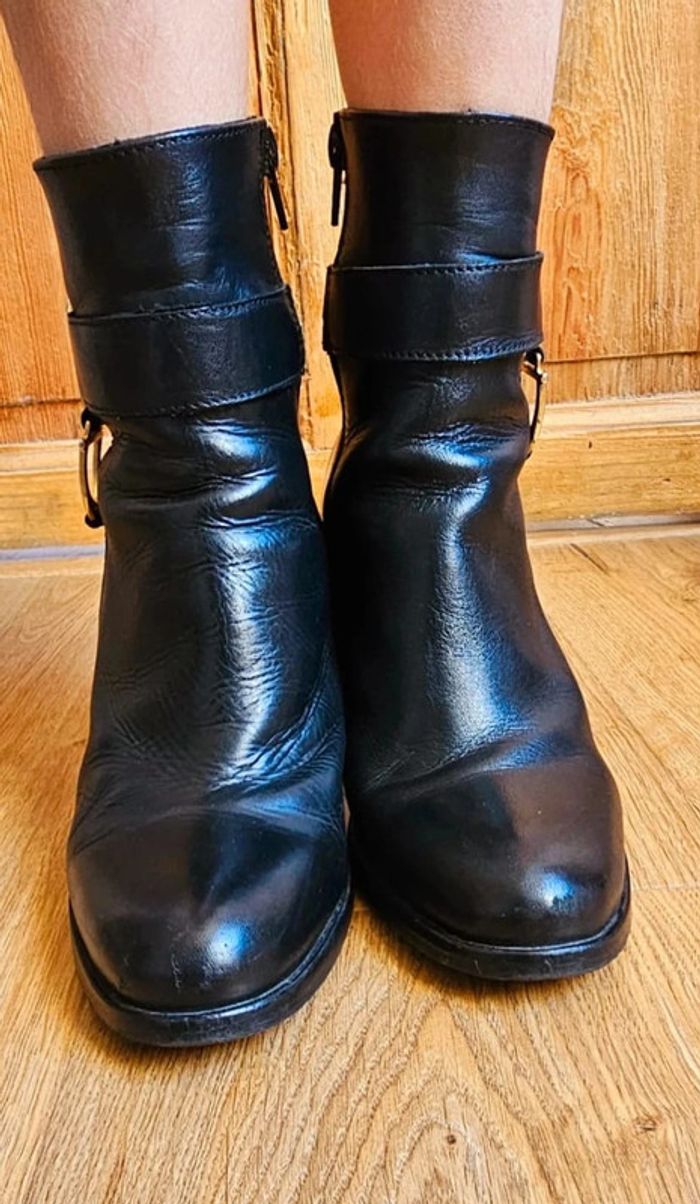 Bottines Minelli cuir cuero noir black 37 - photo numéro 3