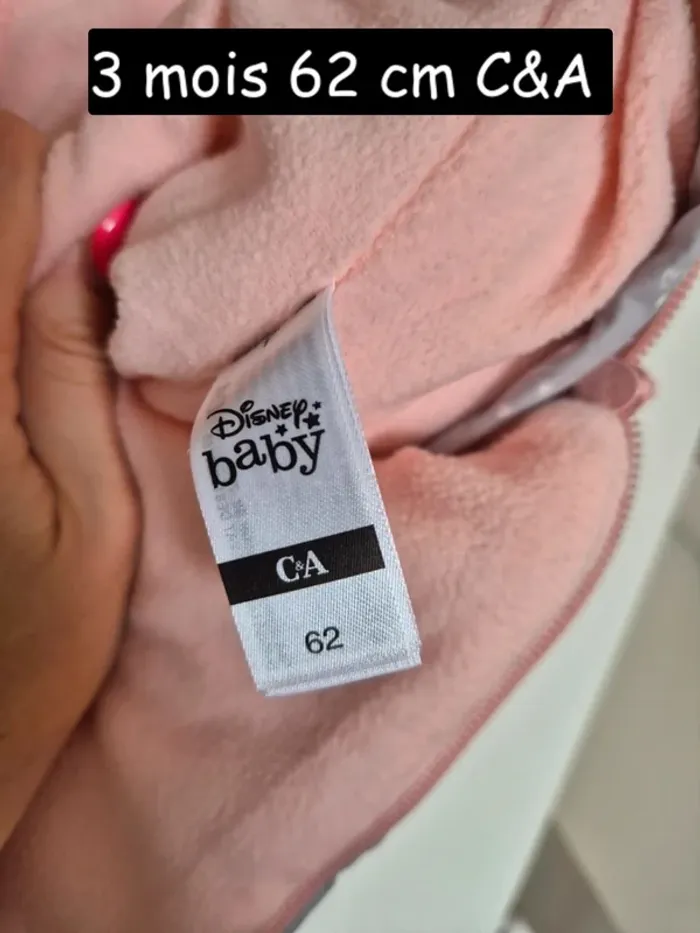 Combi pilote bébé 62 cm 3 mois C&A Disney grise intérieur rose Bambi combinaison - photo numéro 12