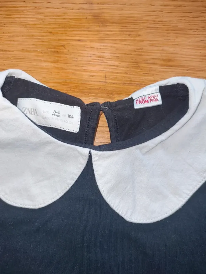 Haut blouse manches longues col claudine noir blanc 3 4 ans Zara - photo numéro 2