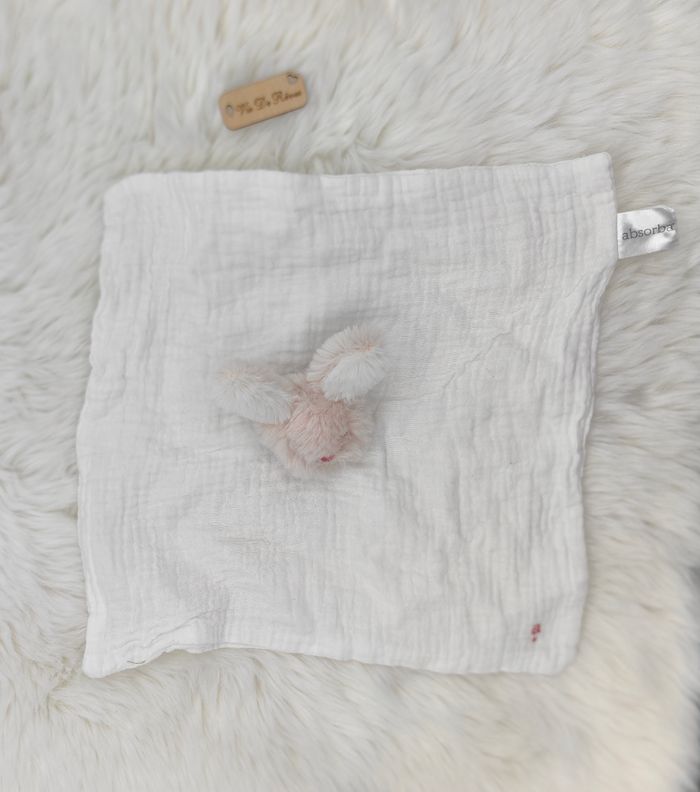 Doudou lapin en fausse fourrure et matière lange mixte Absorba - photo numéro 2