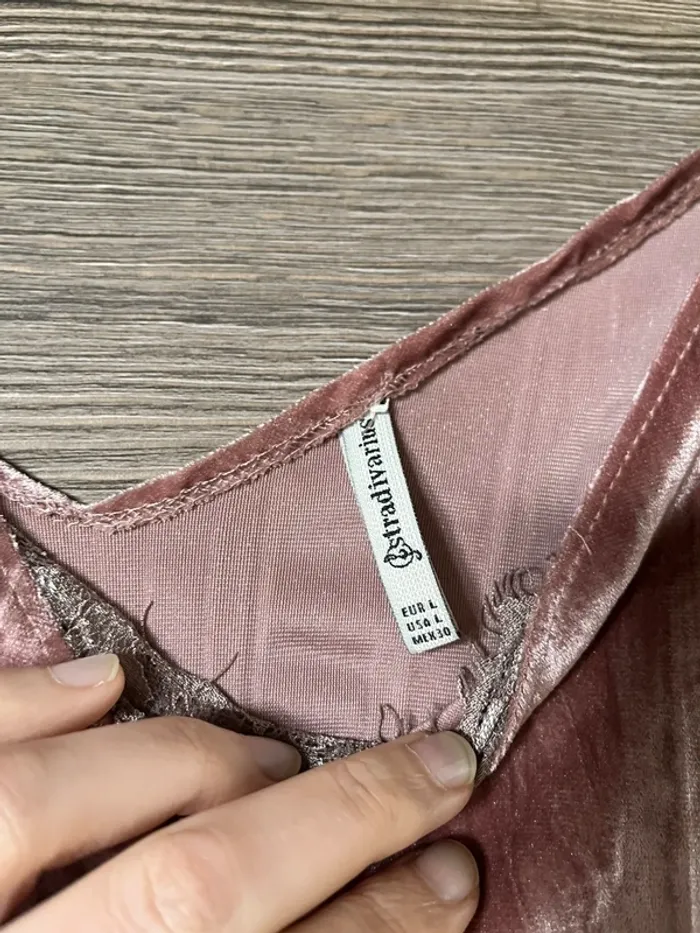 Débardeur stradivarius vieux rose L effet velours - photo numéro 2
