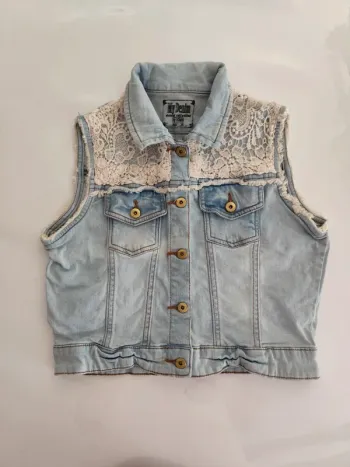 Veste gilet en jeans et macramé taille 38