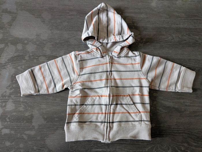 Gilet zippé rayé à capuche - photo numéro 2