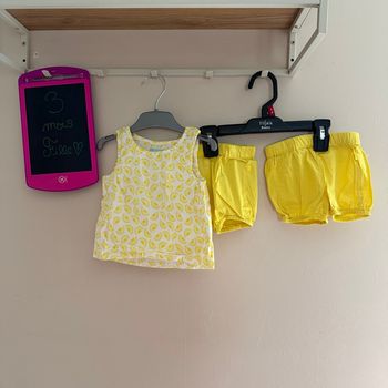 Ensemble d’été, débardeur et 2 shorts citron - T3mois - Obaïbi