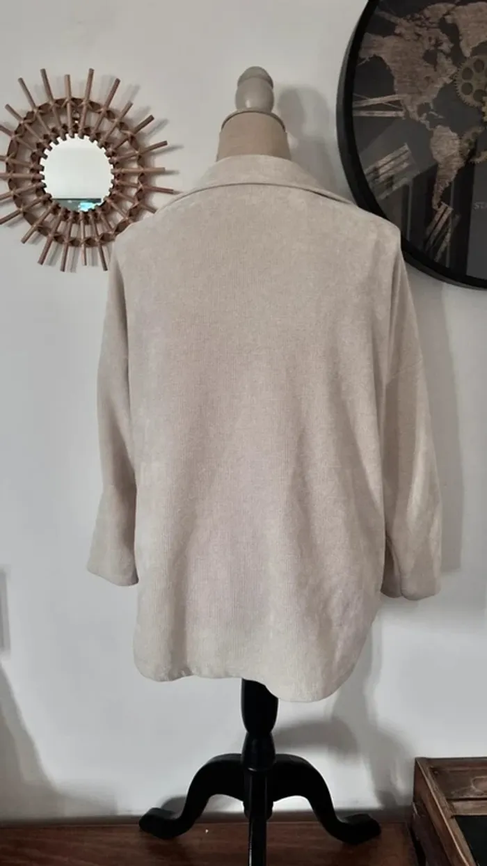 💕 veste chemise en tissus côtelé crème taille unique #madeinitaly - photo numéro 5