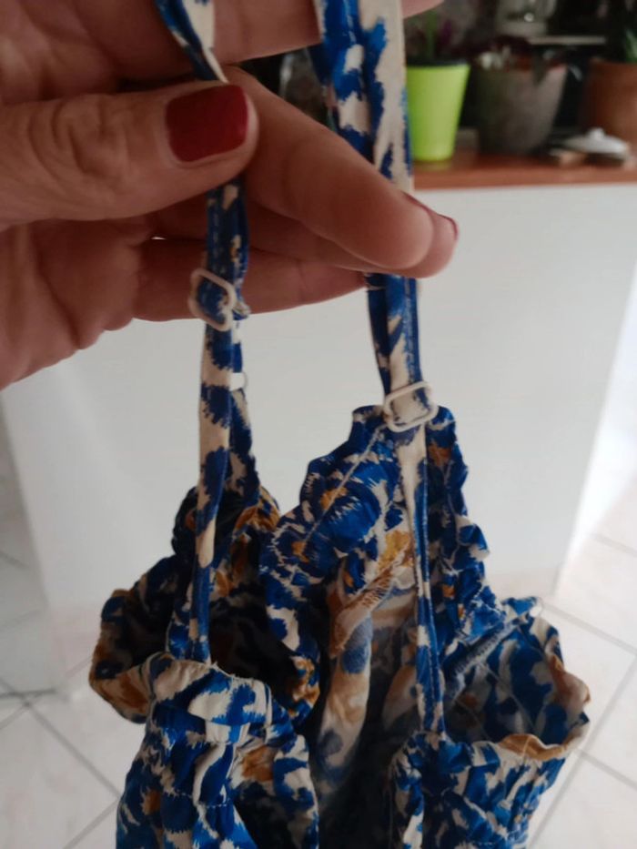 Top femme 40 bleu et moutarde c69 - photo numéro 5