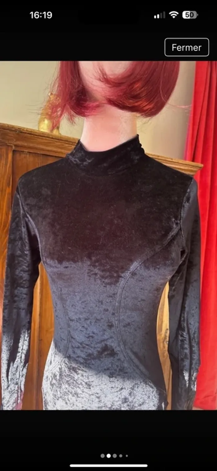 Body velours vintage manches longues - photo numéro 2