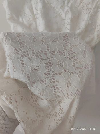 Vestido corto básico blanco con encaje talla S/M, Vintage