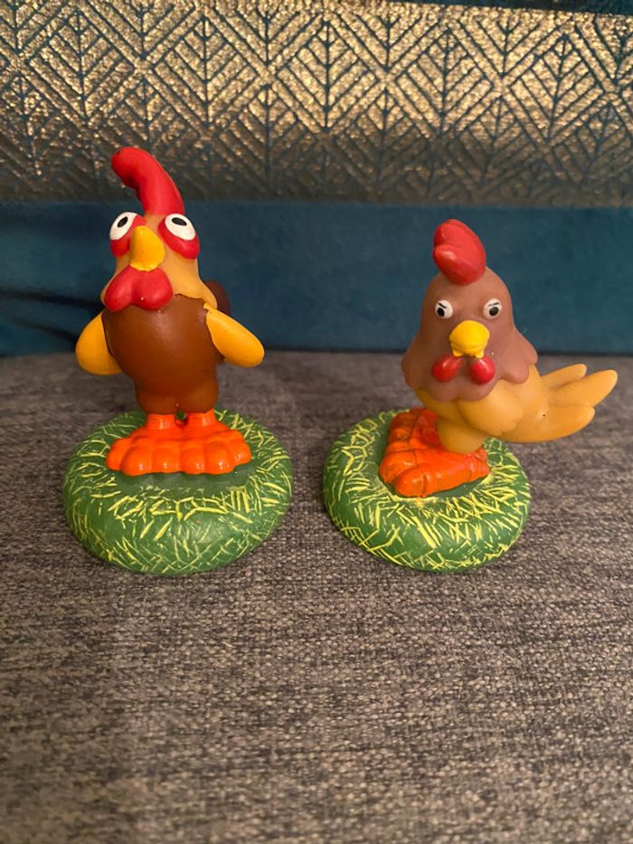 2 figurines coq et poule