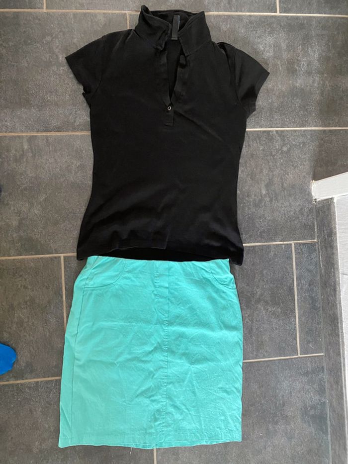 Jupe crayon turquoise Halogène Taille 38 - photo numéro 6