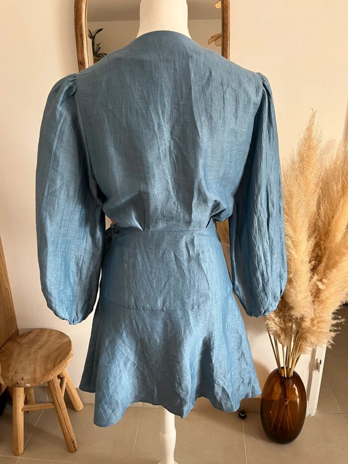 Robe cache cœur bleu clair en lin Maje - photo numéro 5