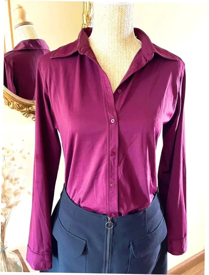 Sublime Chemise à col et boutonnage Autre Ton en Bordeaux taille 42 - photo numéro 2