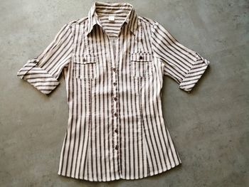 Chemisier rayé crême et marron Camaïeu taille 40