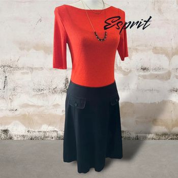 Jupe mi longue noire Esprit coupe trapèze coton Elasthane 38