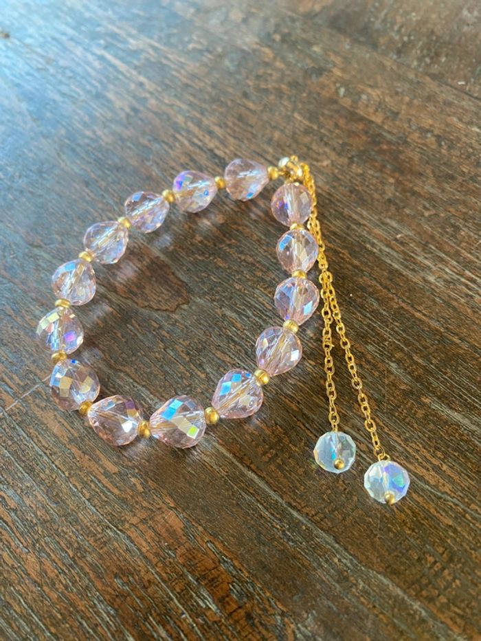 Magnifique bracelet élastique avec perles roses - photo numéro 3