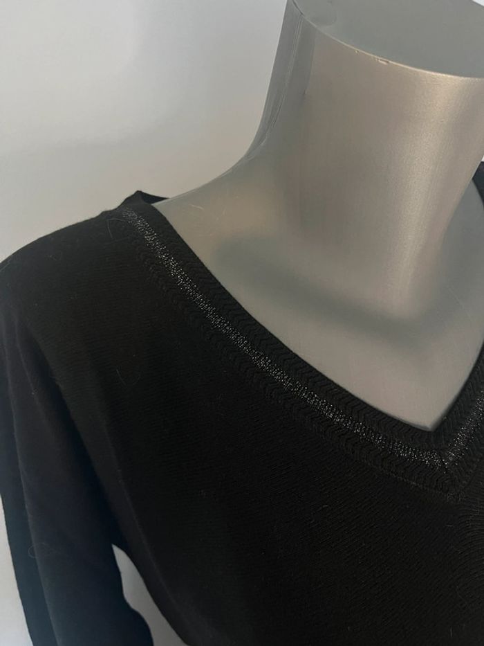 Pull léger noir, bande gris brillante - Promod - photo numéro 3