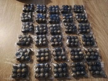 Perles en bois bleu marron ronde