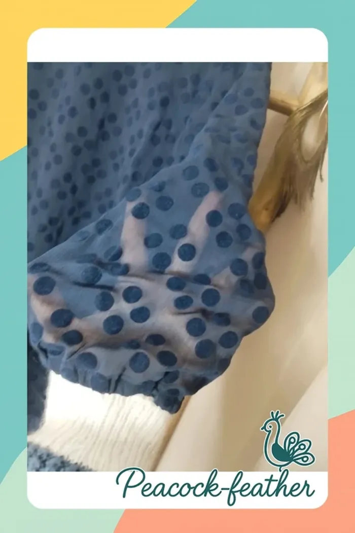 Haut bleu 42/44 pois effet 2en1 - photo numéro 6