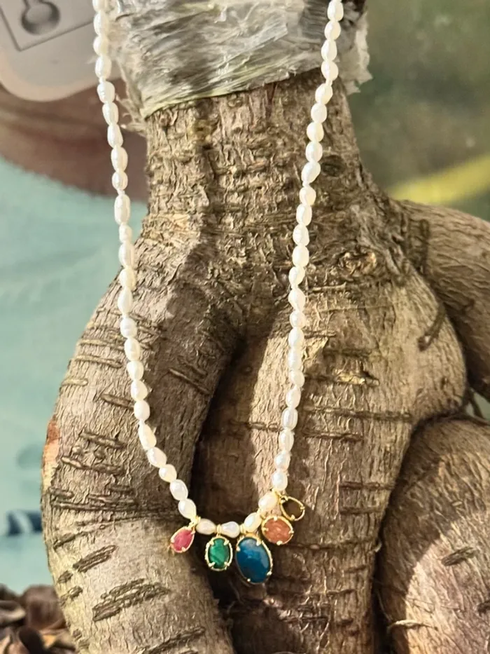 Collier habaha Paris réglable perles d’eaux douces pierre véritables - photo numéro 5